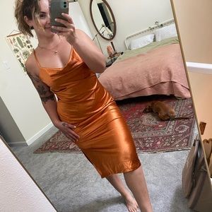 Amazon silk slip dress, Orange